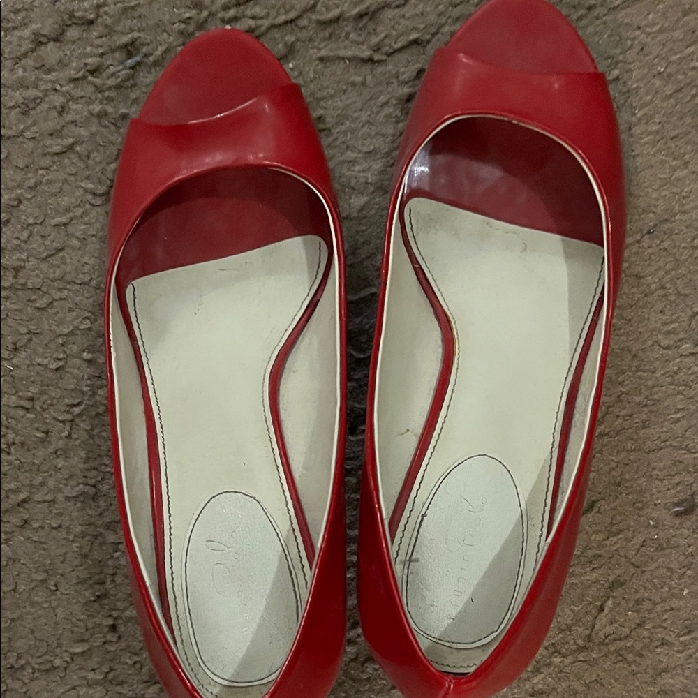 JCPenney Red Open-Toe wedges